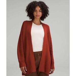 Lululemon Merino Wool-Blend Ribbed Long Wrap Sweater Cayenne Size 12